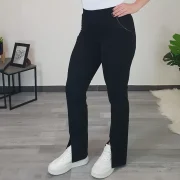 HLAČE KLARA Z RAZPORKOM ČRNE - slika 5