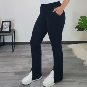 HLAČE KLARA Z RAZPORKOM TEMNO MODRE - slika 4