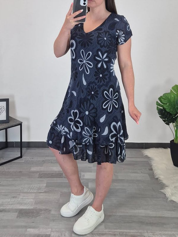 OBLEKA 77789 TEMNO MODRA