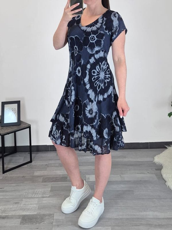 OBLEKA 77789 TEMNO MODRA