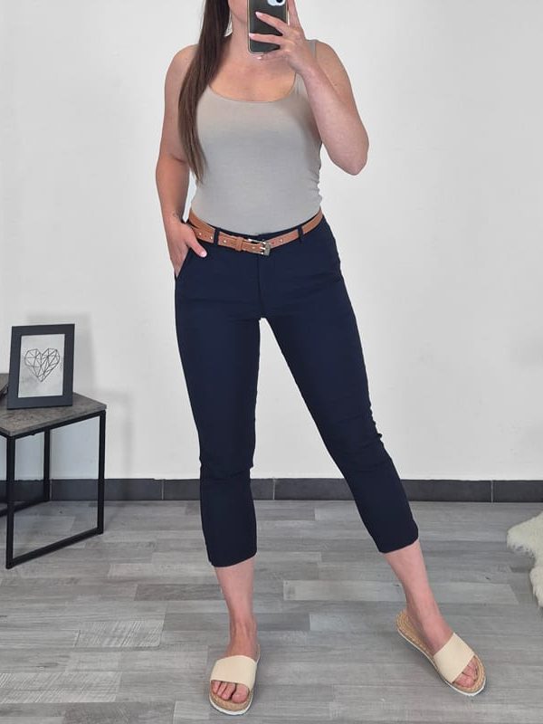 HLAČE 555 3/4 TEMNO MODRA