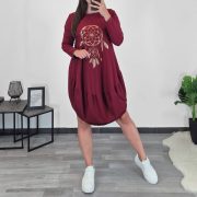 OBLEKA 10647 BORDO