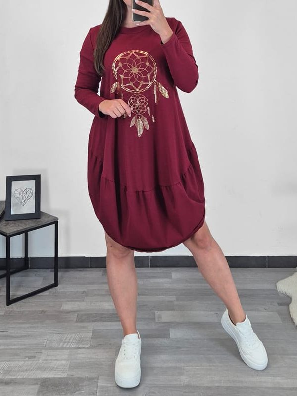 OBLEKA 10647 BORDO