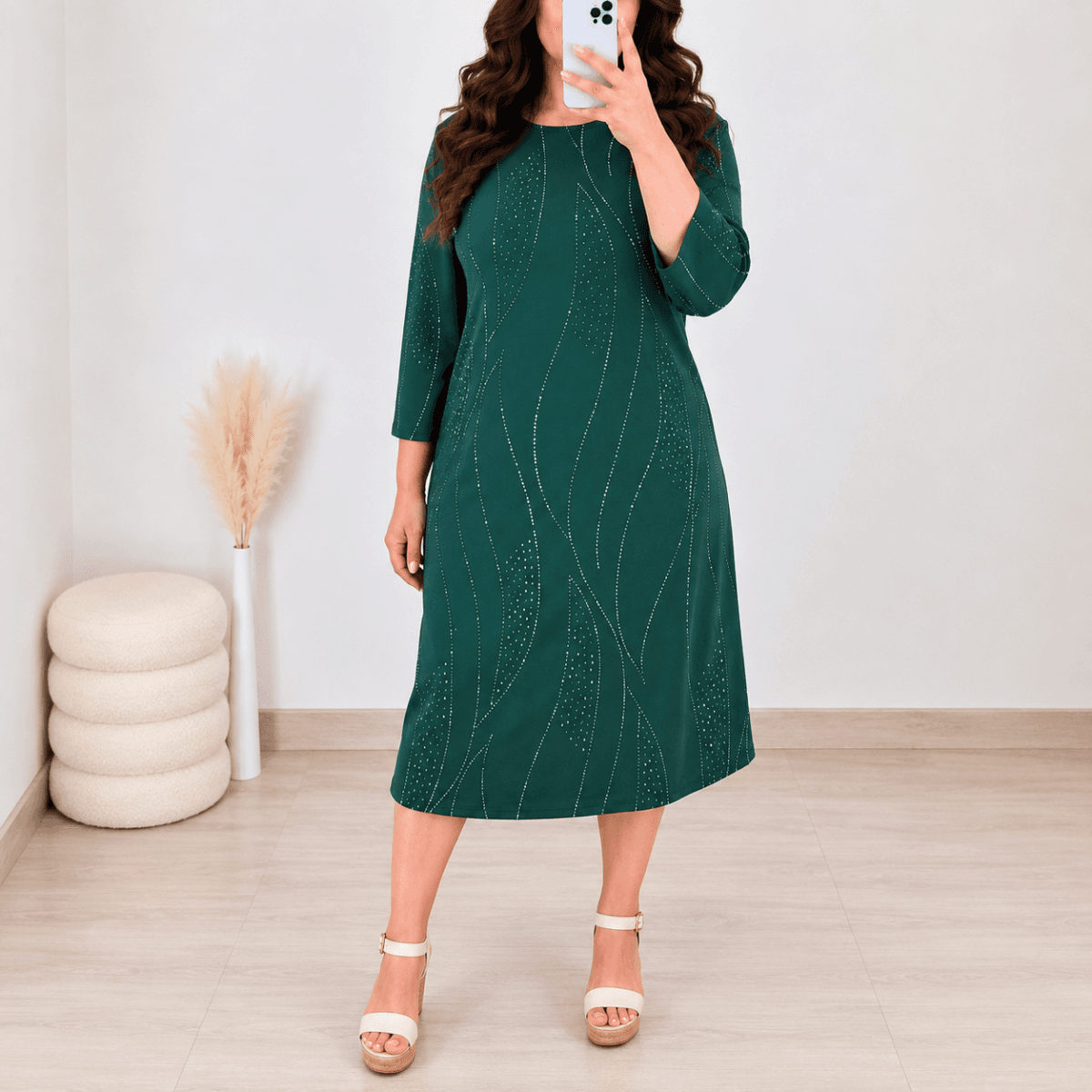 Elegantna obleka plus size OBLEKA 3945 ZELENA