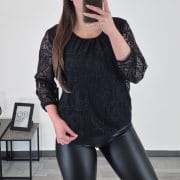 MAJICA 31731 S ČIPKO ČRNA