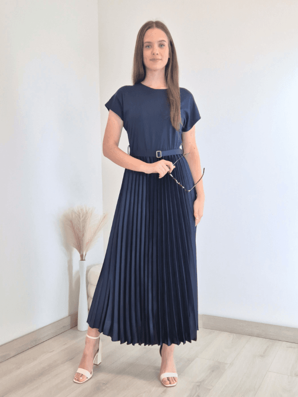 OBLEKA 11496 TEMNO MODRA