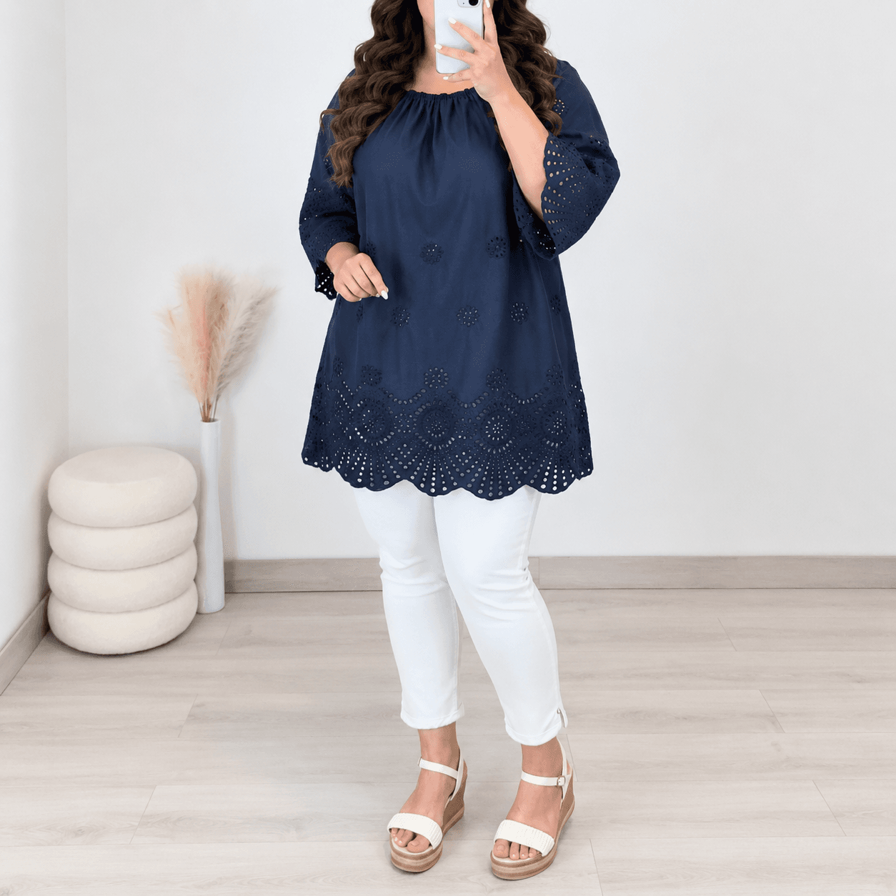 plus size majica MAJICA 24158 TEMNO MODRA