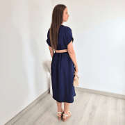 OBLEKA 5583 TEMNO MODRA