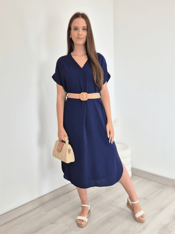 OBLEKA 5583 TEMNO MODRA