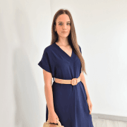 OBLEKA 5583 TEMNO MODRA