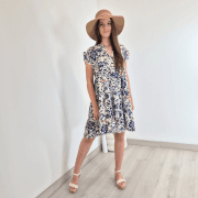 OBLEKA 20465 TEMNO MODRA