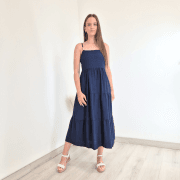 OBLEKA 51631 TEMNO MODRA