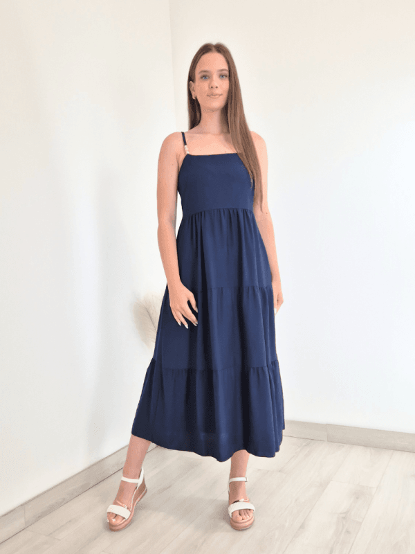 OBLEKA 51631 TEMNO MODRA
