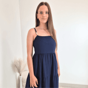 OBLEKA 51631 TEMNO MODRA