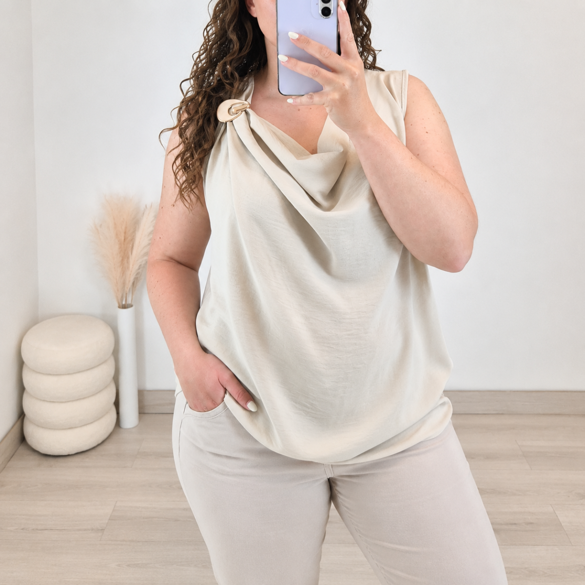 Eleganten top plus size TOP 6040 BEŽ
