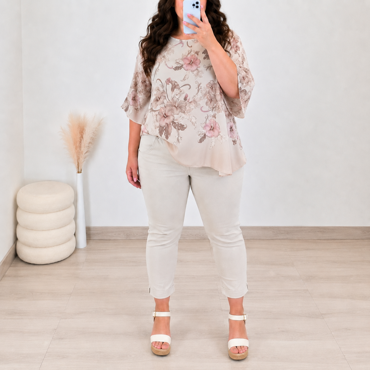 Elegantna bluza plus size BLUZA 6567 BEŽ