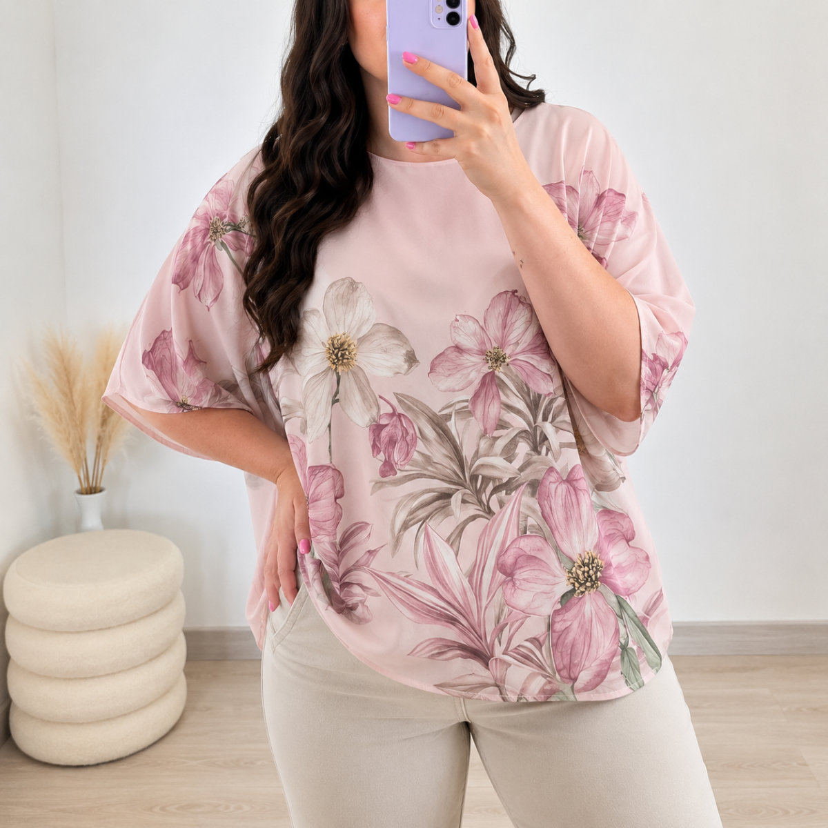 Elegantna bluza plus size BLUZA 6567A ROZA