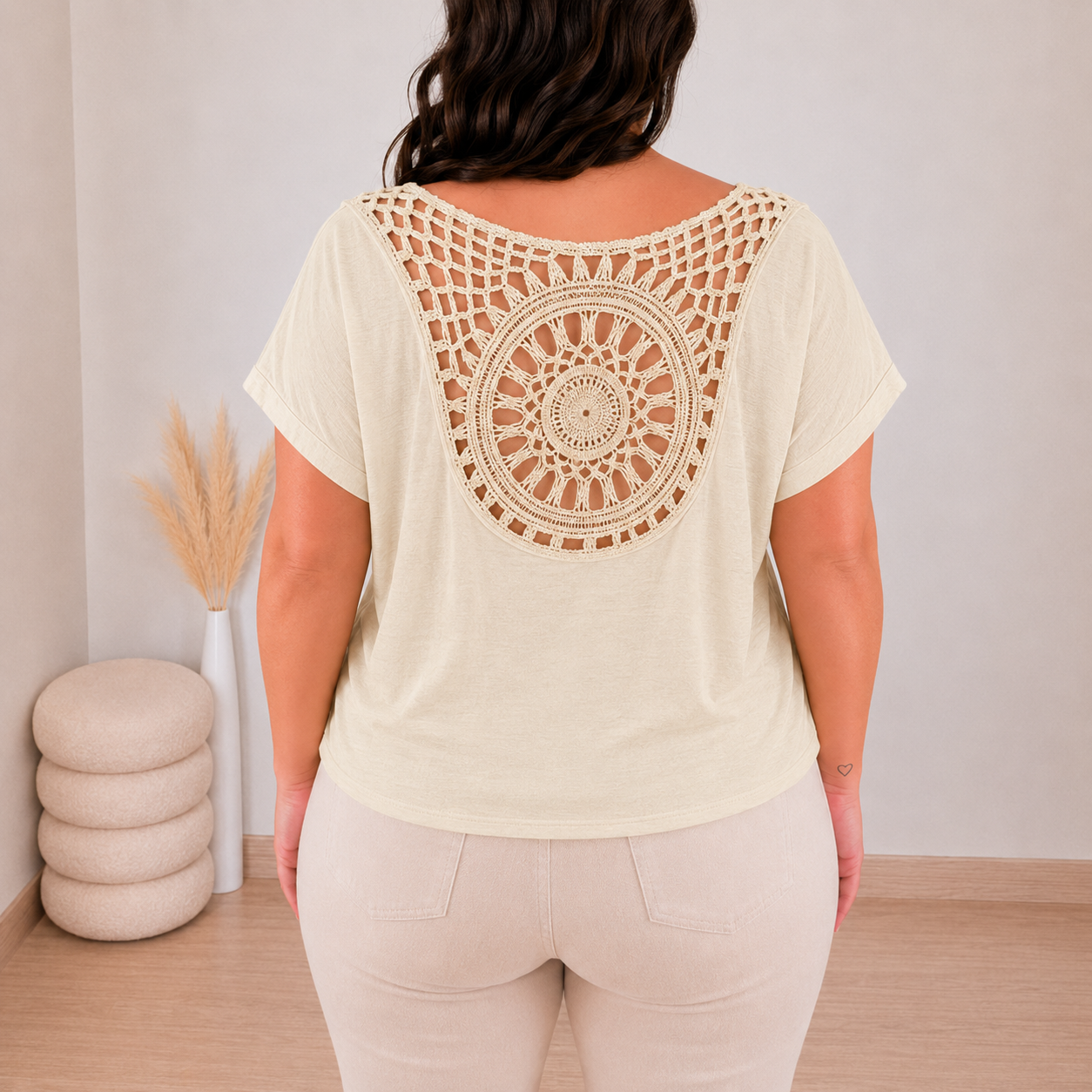 Majica plus size MAJICA 20855 BEŽ