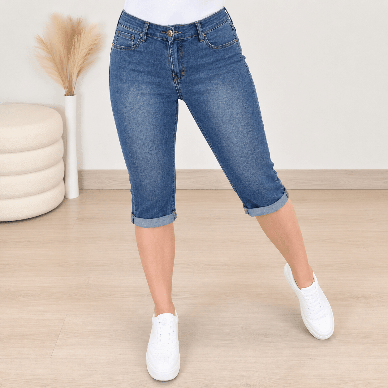 Tanke jeans kapri hlače 3/4 JEANS HLAČE MG5771
