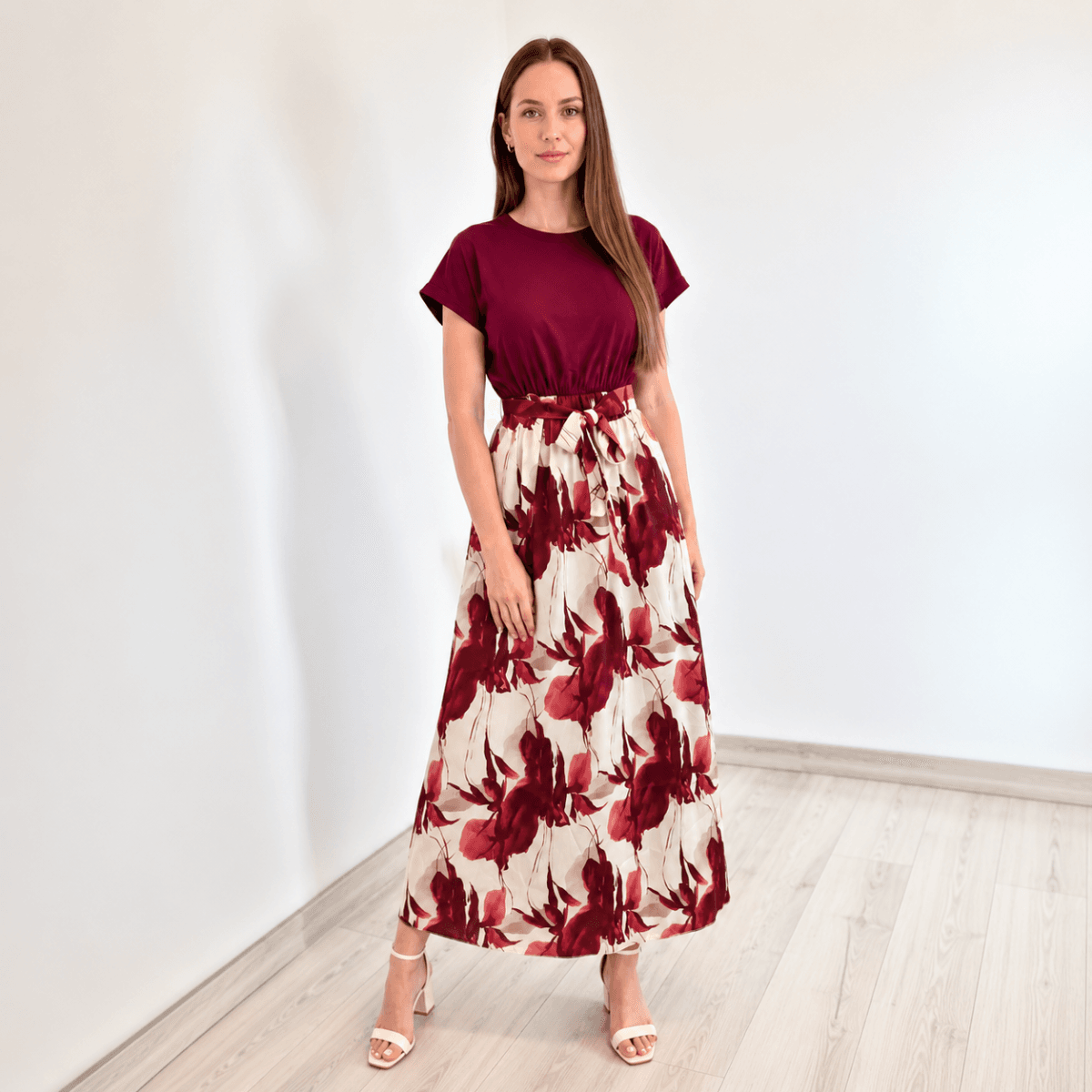 OBLEKA 15567 BORDO