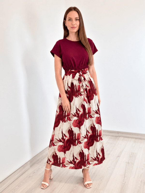 OBLEKA 15567 BORDO