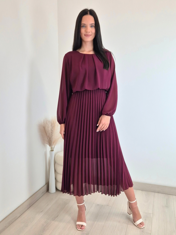 OBLEKA 24177 BORDO