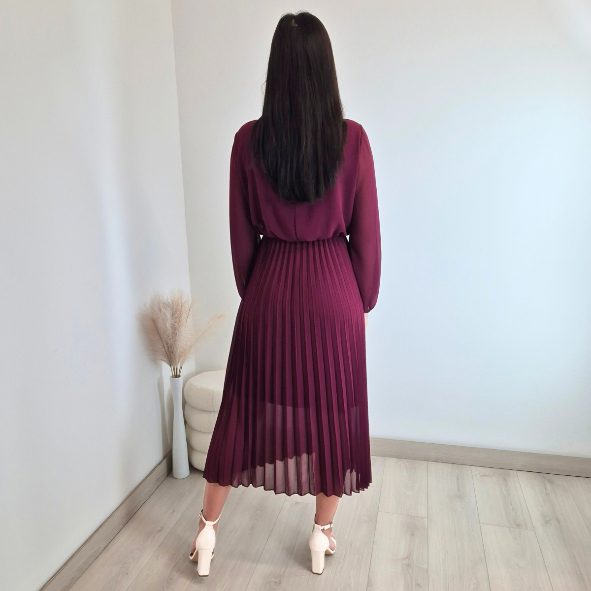 OBLEKA 24177 BORDO