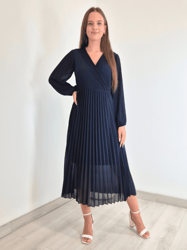 OBLEKA 21613 TEMNO MODRA