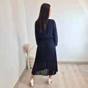 OBLEKA 24177 TEMNO MODRA