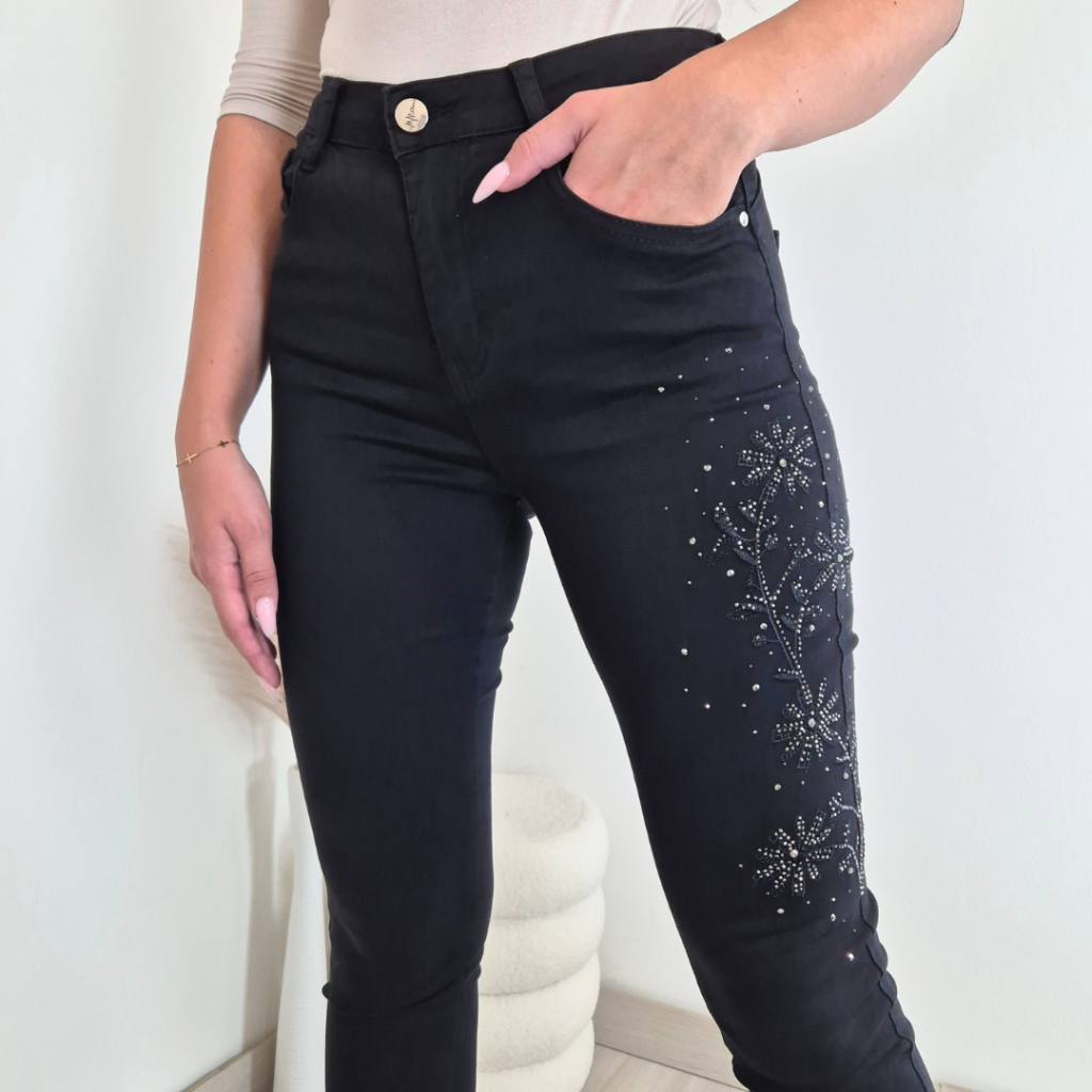PUSH UP JEANS HLAČE MG6950B ČRNA