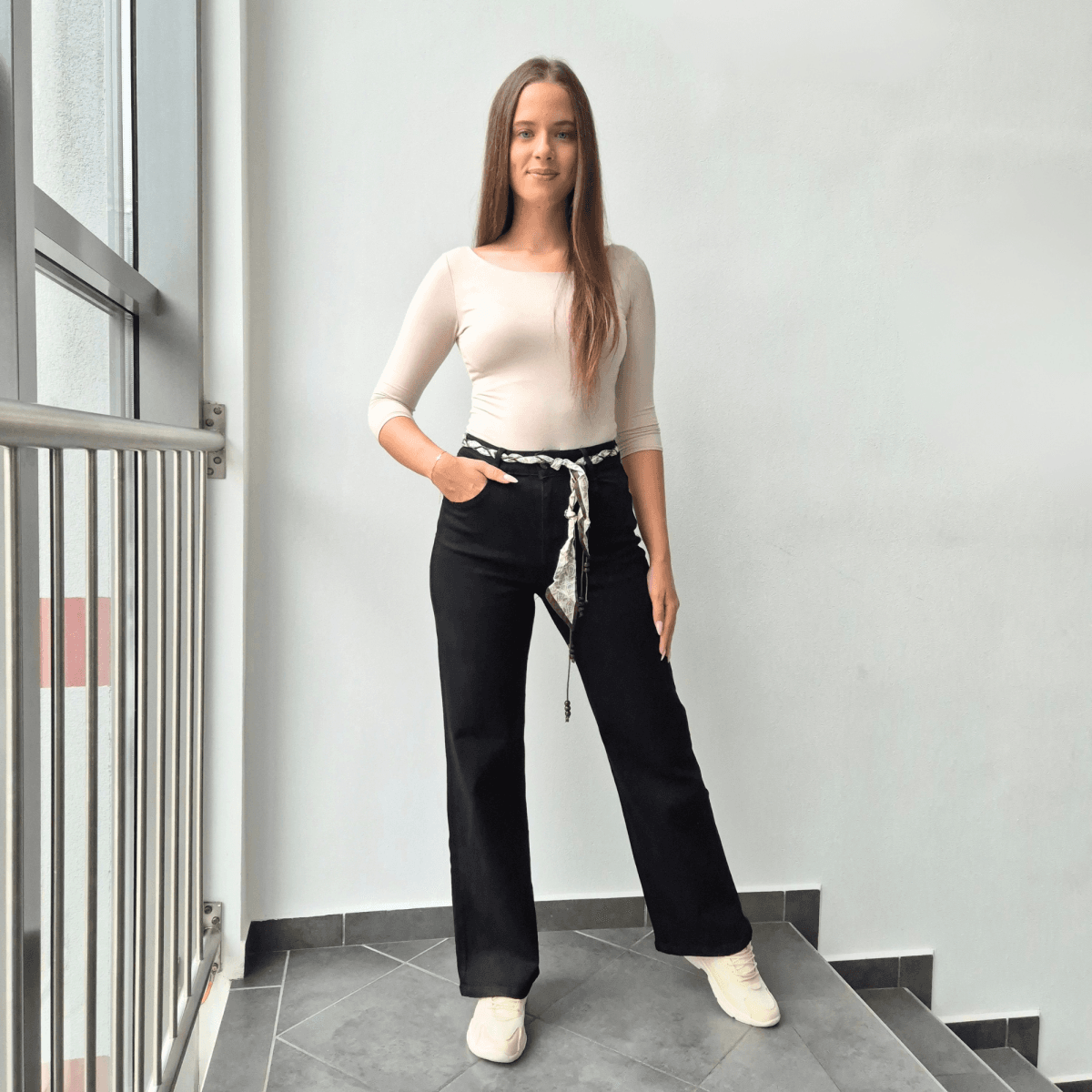 JEANS HLAČE MG7753B ČRNE