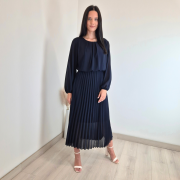 OBLEKA 24177 TEMNO MODRA