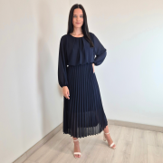 OBLEKA 24177 TEMNO MODRA