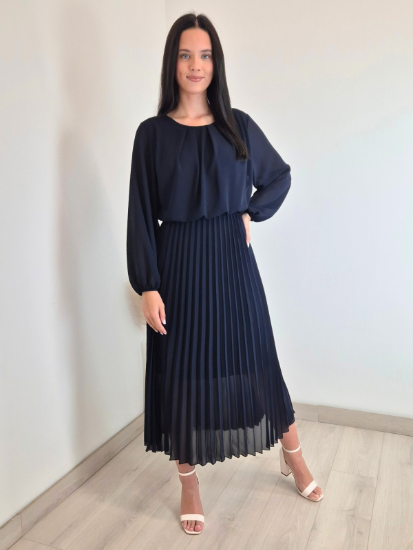 OBLEKA 24177 TEMNO MODRA